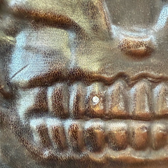 Brown Italian Leather Tote with Skull Design - Picture 4 of 6